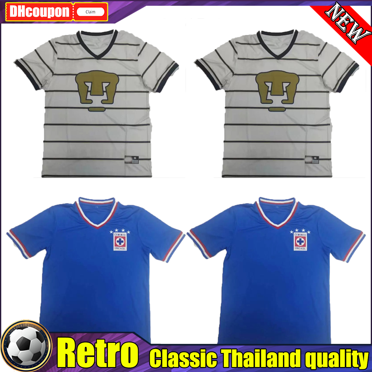 

UNAM Cruz Azul 1974 1997 retro soccer jerseys maillot de foot 74 97 miga mx camiseta fUtbol football shirts Uniforms top thai quality Camisetas De Futbol, 01