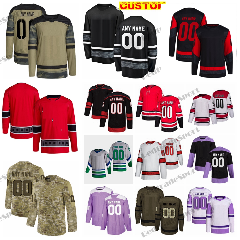

Custom 2023 Stadium Series Hockey Jerseys Aho J Staal Svechnikov Teravainen Brent Burns Andersen Camo Fights Cancer Chatfield Raanta Necas Skjei Pesce Kotkaniemi, Reverse retro
