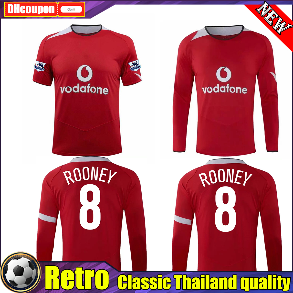 

Ronaldo 2004 2006 van Nistelrooy retro soccer jerseyS Rooney Scholes Giggs classic vintage football shirt Vintage shirt, 03
