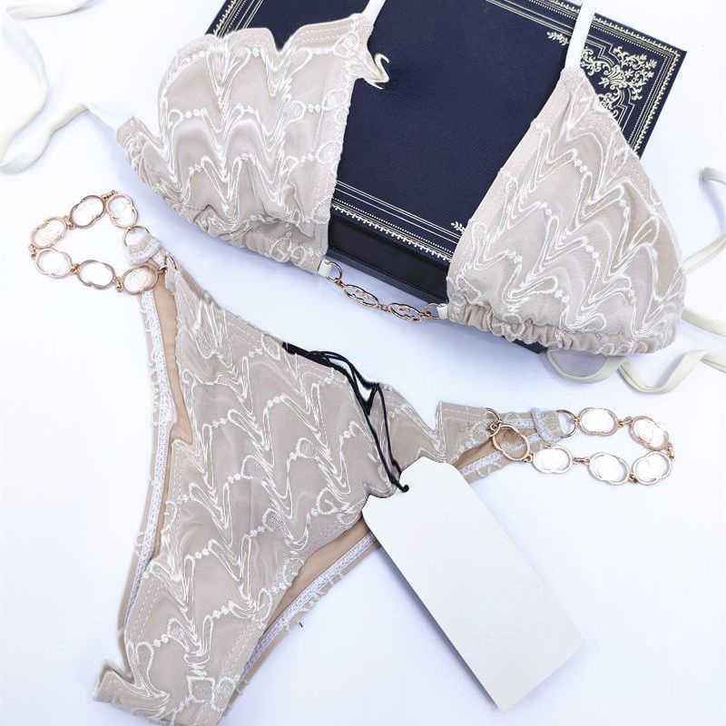 

designer bikini swimsuit fashion brand Bikini mesh letter embroidery see-through lace sexy one-piece swimsuits female 35981, Creamy-white
