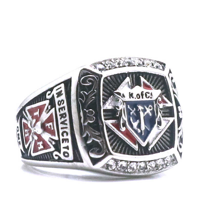 

Newest Unisex 316l Stainless Steel Knights of Columbus Christianity Catholicism k of c Cross Clean Stone Ring
