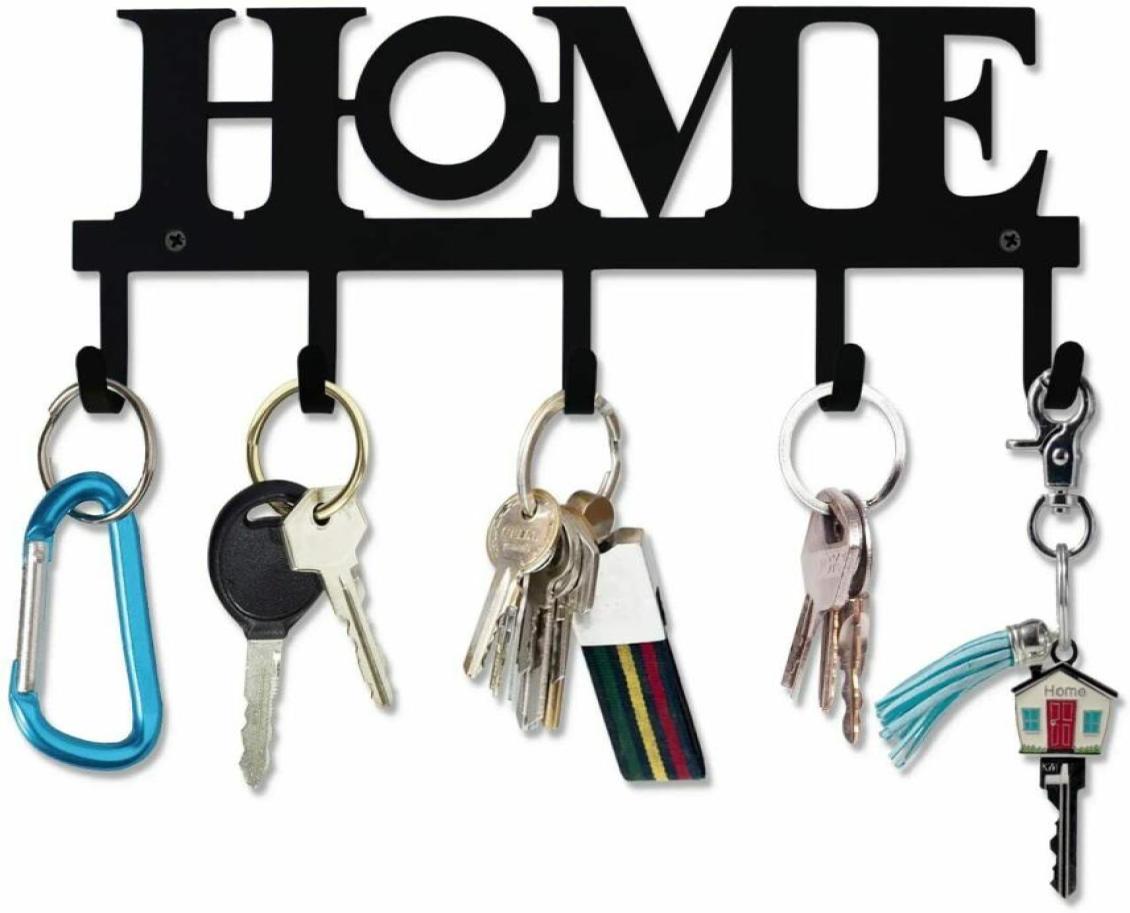 

Home Decor Rustic Key Holder Black Metal Wall Mount Vintage Keys Hook Key Hanger1654215
