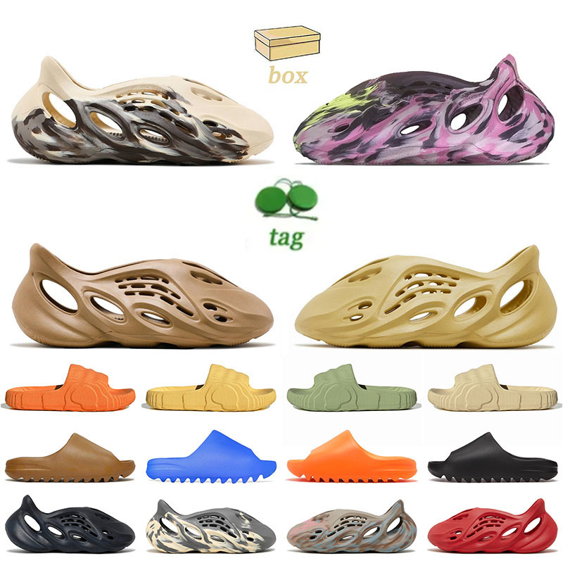 

2023 designer yzys slippers men woman slider Foams Runners vermillion mineral blue onyx pure sandals slide slipper ochre bone resin clog desert slides shoe 36-47, E10 magic lime 36-46