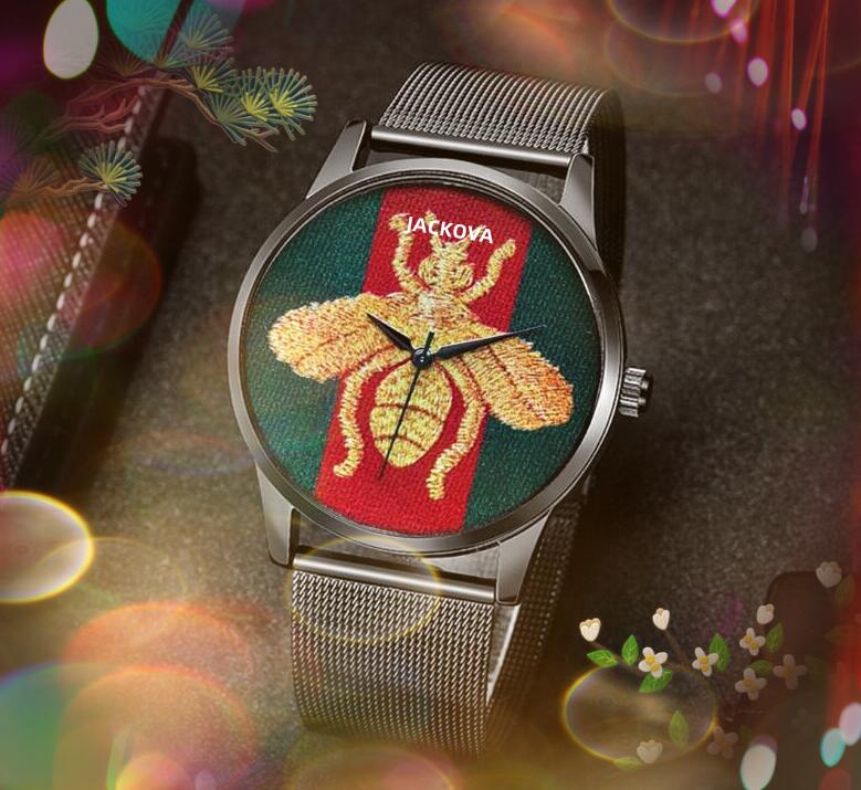 

Hottest fashion men bee tiger snake dial watch Full Diamond Iced Out Strap Designer quartz battery super nylon fabric leather Steel Band Leisure Wristwatch, As pic