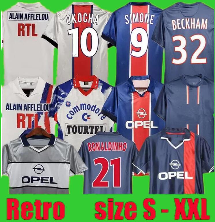 

1993 94 1995 96 OKOCHA PSGS Retro SOCCER JERSEY LEROY ADAILTON Beckham 1998 99 2000 01 2002 03 90 92 classic RAI ANELKA Ibrahimovic camisas de futebol RONALDINHO SIMONE, 12/13 home
