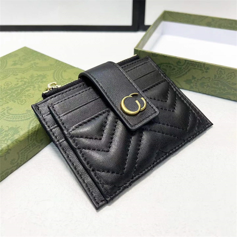 

mini wallet card holder purse designer wallet purses holders Woman Mens Short Handbag Genuine Leather TOP 2023, Black 1(g l0g0)