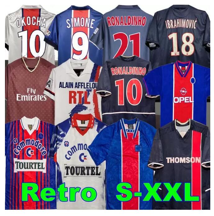 

OKOCHA Retro SOCCER JERSEY 93 94 95 96 LEROY ADAILTON Beckham 98 99 00 01 02 03 90 92 classic RAI ANELKA Ibrahimovic camisas de futebol RONALDINHO SIMONE PSGS, 22-23 special player