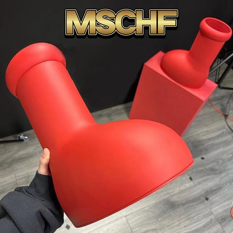 

Designer MSCHF Astro mnes big red boots Women Luxury Knee Boots Round Toe Cute booties Fashion Thick Bottom Rubber platform rain bootie Oversized boots trendy shoes