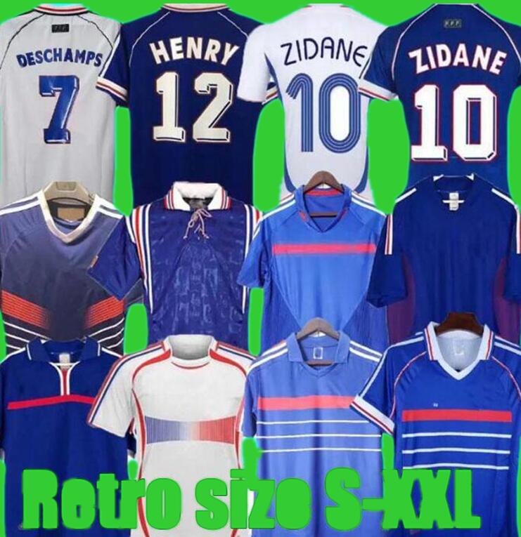 

1998 2002 French ZIDANE HENRY RETRO soccer jerseys 1996 2004 Platini Football 1984 Trezeguet Francia 1982 2006 Deschamps Petit 2000 Pires Maillot de footbal shirt 98, Adult size