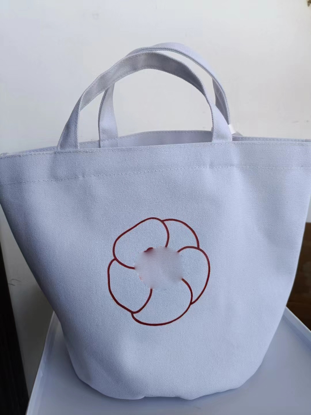 

CHANEI Designer Bags Tote Bag Handbags for Women Shoppingbags Canvas Material Camellia Logo, White