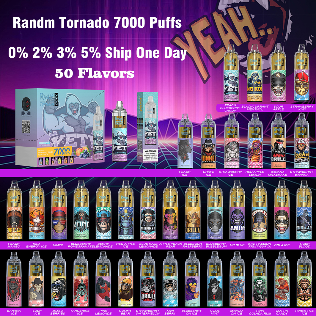

Authentic RandM Tornado 7000 Puffs Disposable E cigarettes Powerful Battery 14ml Prefilled Cartridge Mesh Coil RGB light Pen