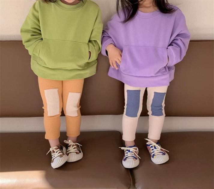 

MILANCEL Spring Girls Pants Korean Patch Patchwork Leggings 2108034983293, Yellow