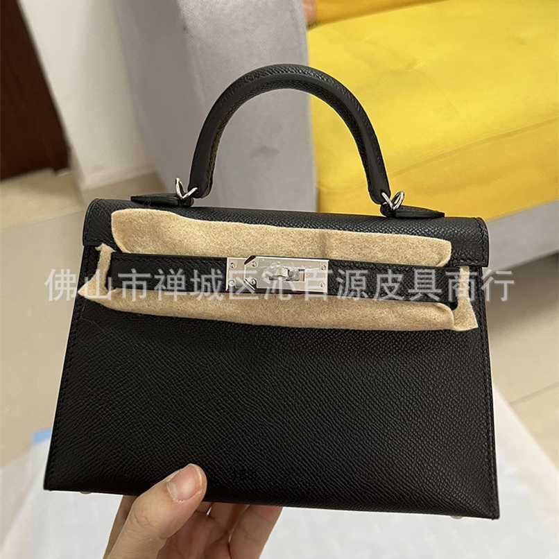 

Kellies Handmade 5A Bags Hand sewn wax thread black epsom palm grain cow leather mini second generation small bag Guangzhou womens, Black3