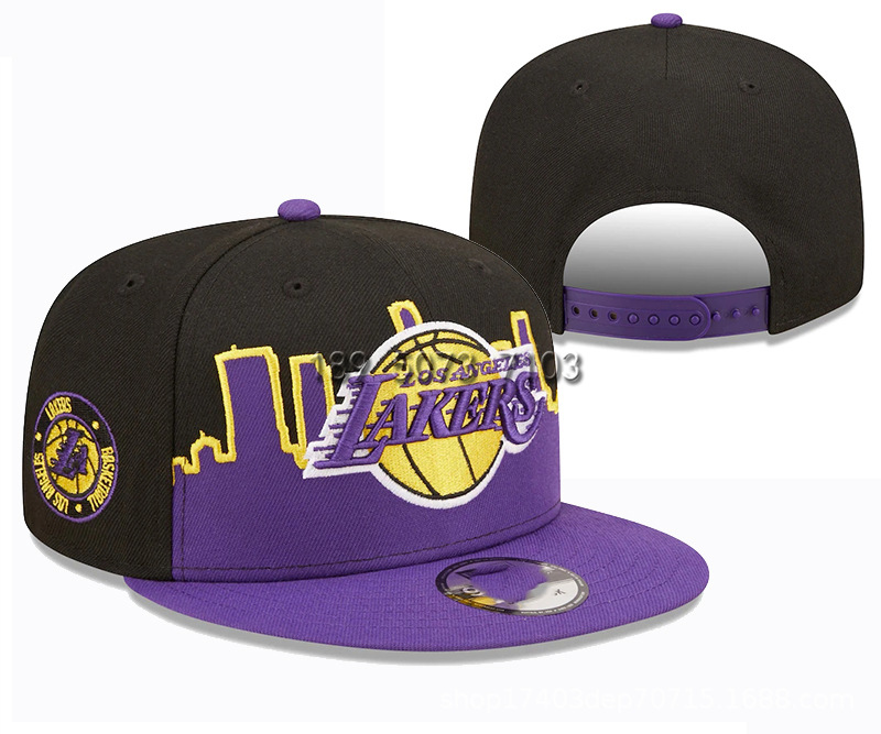 

Lakers Basketball Casquette Letters Embroidered Baseball Hat Flat Fashion Street Cap, Multi