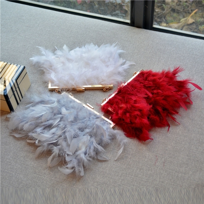 

Evening Bags Feather Handbag Women's Evening Clutch Bag Ostrich Feather Tote Evening DressShoulder Bag Party Money Bag Wallet Clutch mochilas 230308, Red