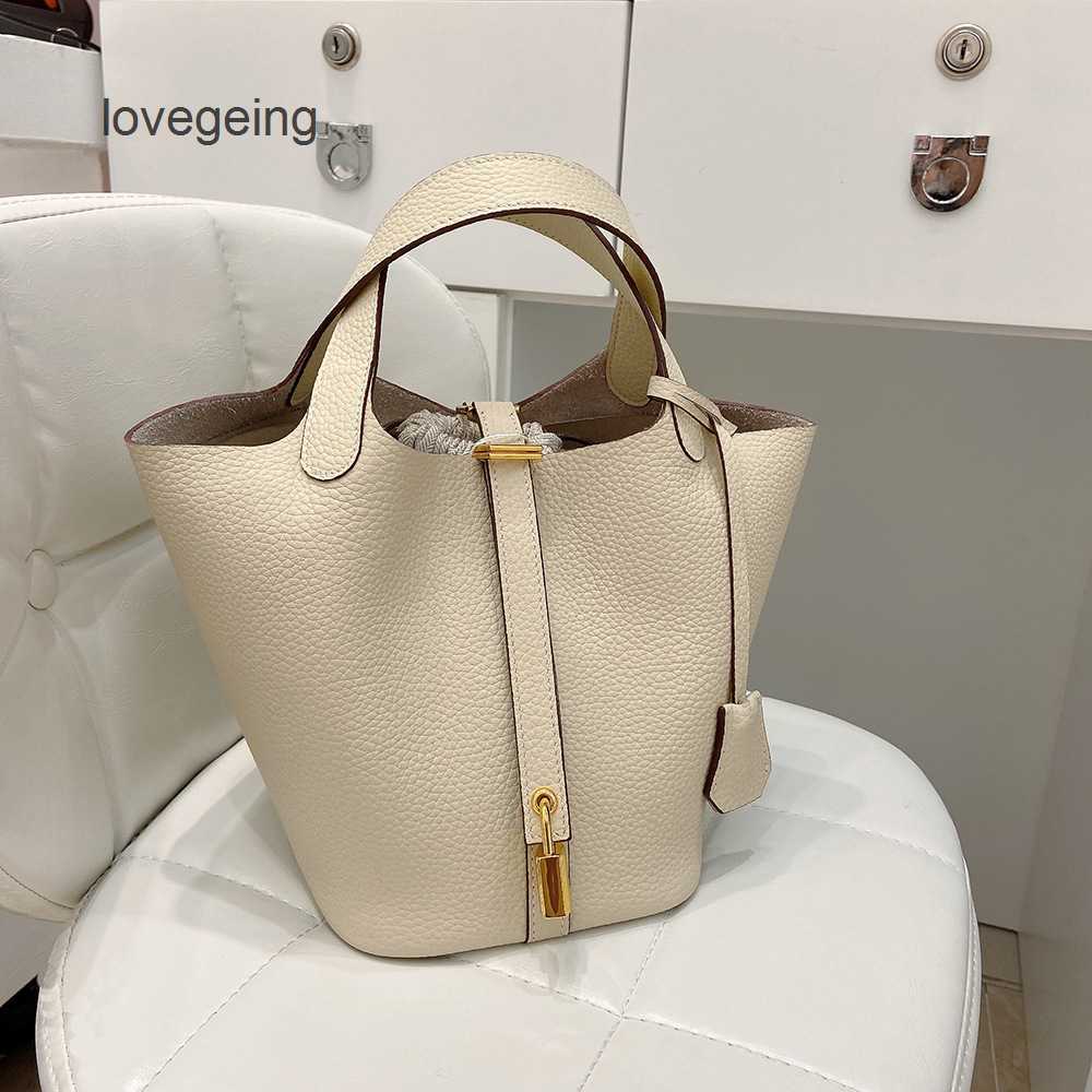 

Basket Purple Totes Hermas Bucket Designer Bag Picotin Leather 2023 Women's Locks Bags Handbag 18cm Sy1h, White golden brown