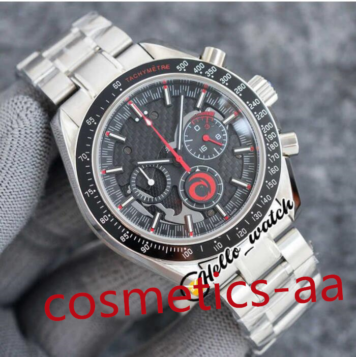 

9 Style Men watch 44mm Apollo Commemorative Edition Watches Dark Side Moon 311.92.44.30.01.001 Quartz Chronograph Mens Watch PVD Black Steel Leather Strap