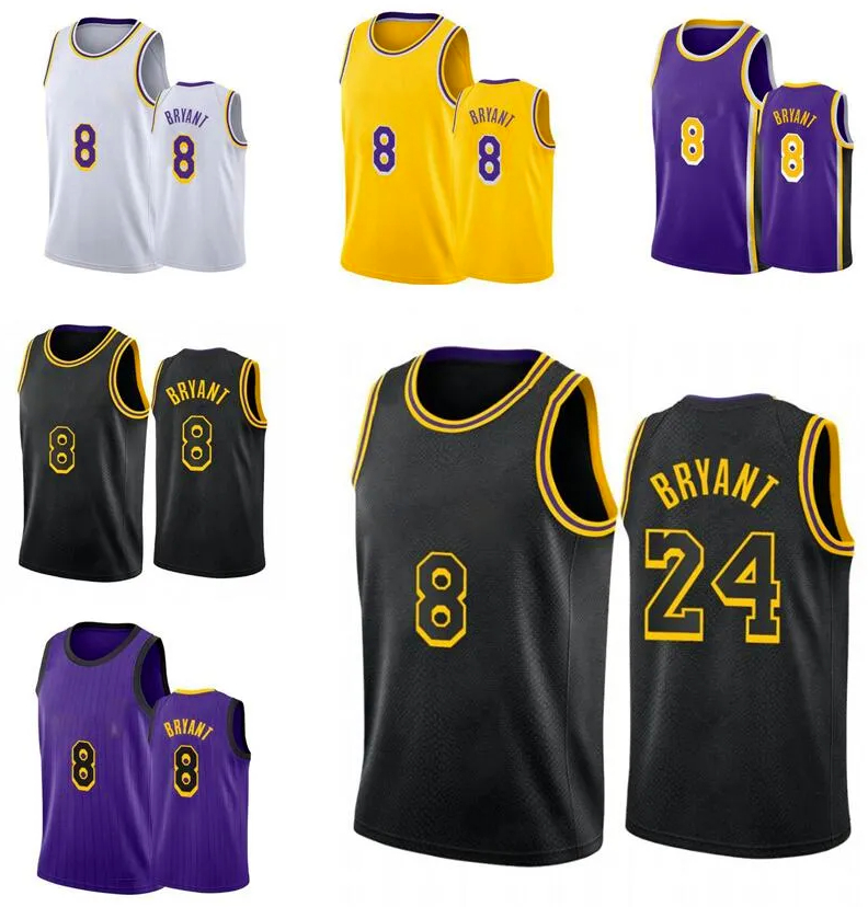 

Basketball Bryant jerseys S-XXL Purple yellow white black Mamba Men Women Youth city jersey 8 24, With logo4