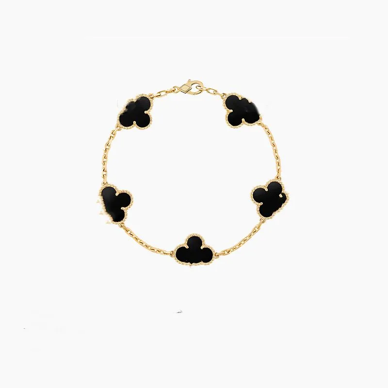 

Female bracelet designer luxury four leaf clover bracelet chain 18K gold agate flower chain jewelry lucky ladies and girls couples holiday party gifts