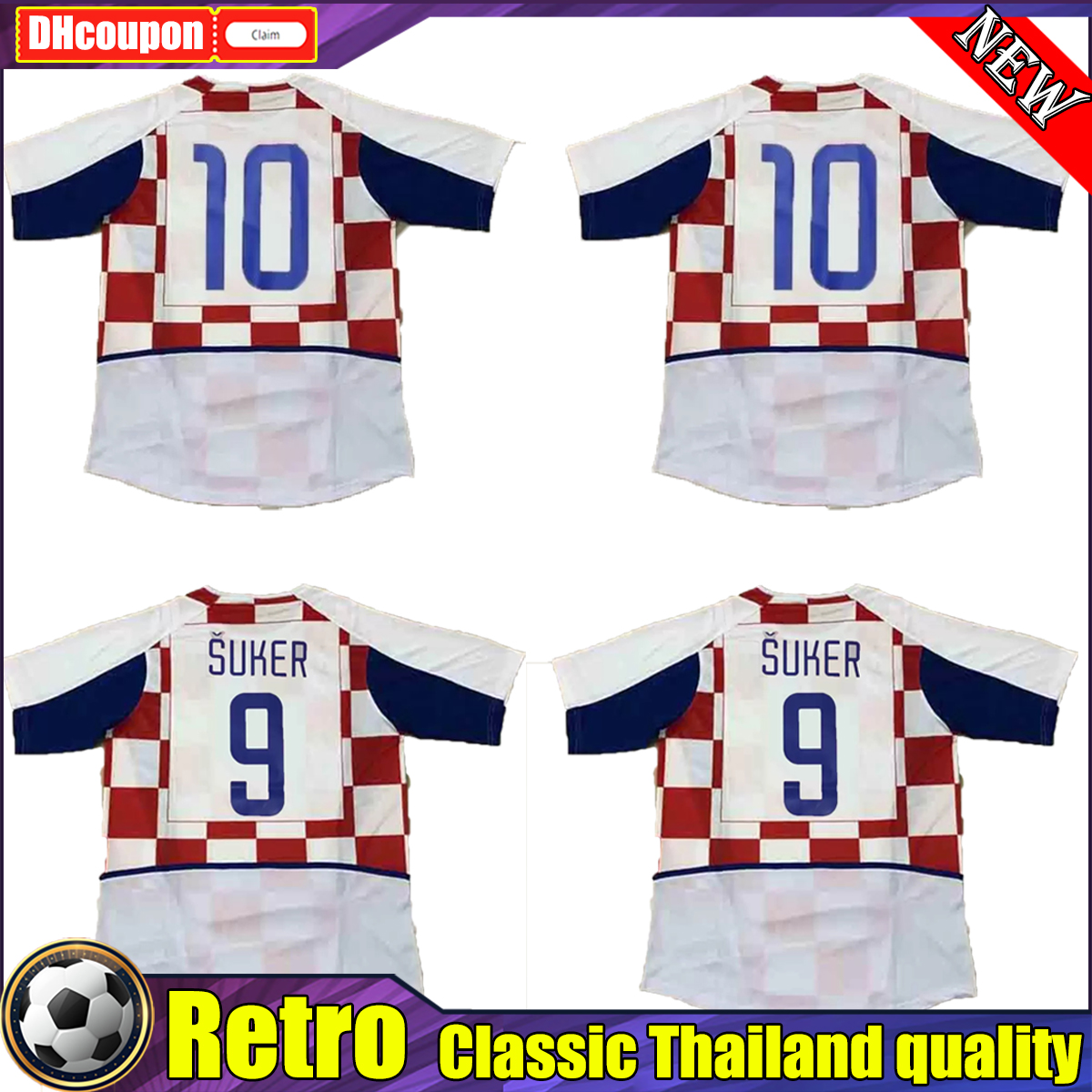 

2002 2003 Boksic Retro soccer jerseys 02 03 classic Vintage football shirt home Kovac #9 Suker #19 Vlaovi Maillot de foot Vintage shirt top thai quality, 01
