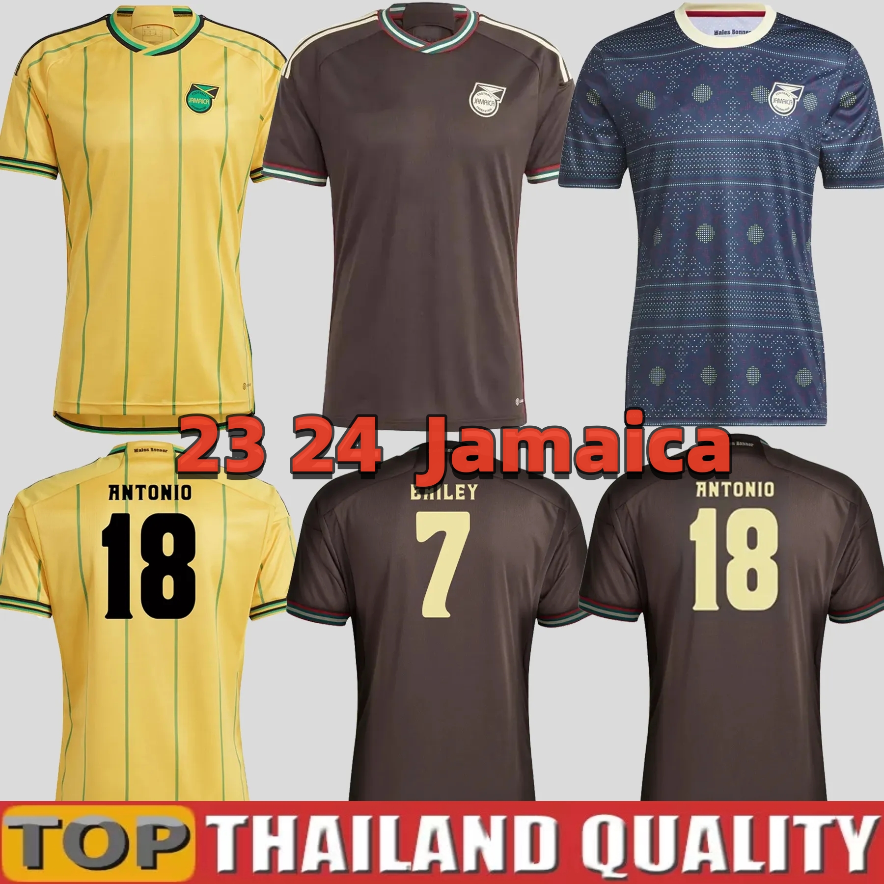 

2023 Jamaica soccer jerseys 23 24 national football team Bailey #7 ANTONIO #18 REID Nicholson #11 LOWE MORRISON #10 BELL PINNOCK men home away Yellow shirt, 23 24 home aldult