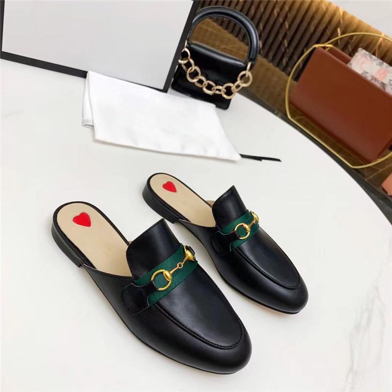 

Princetown Designer Slippers Women Loafers Genuine Leather Mules Metal Chain Comfortable Casual Shoe Lace Velvet Slipper With Box
