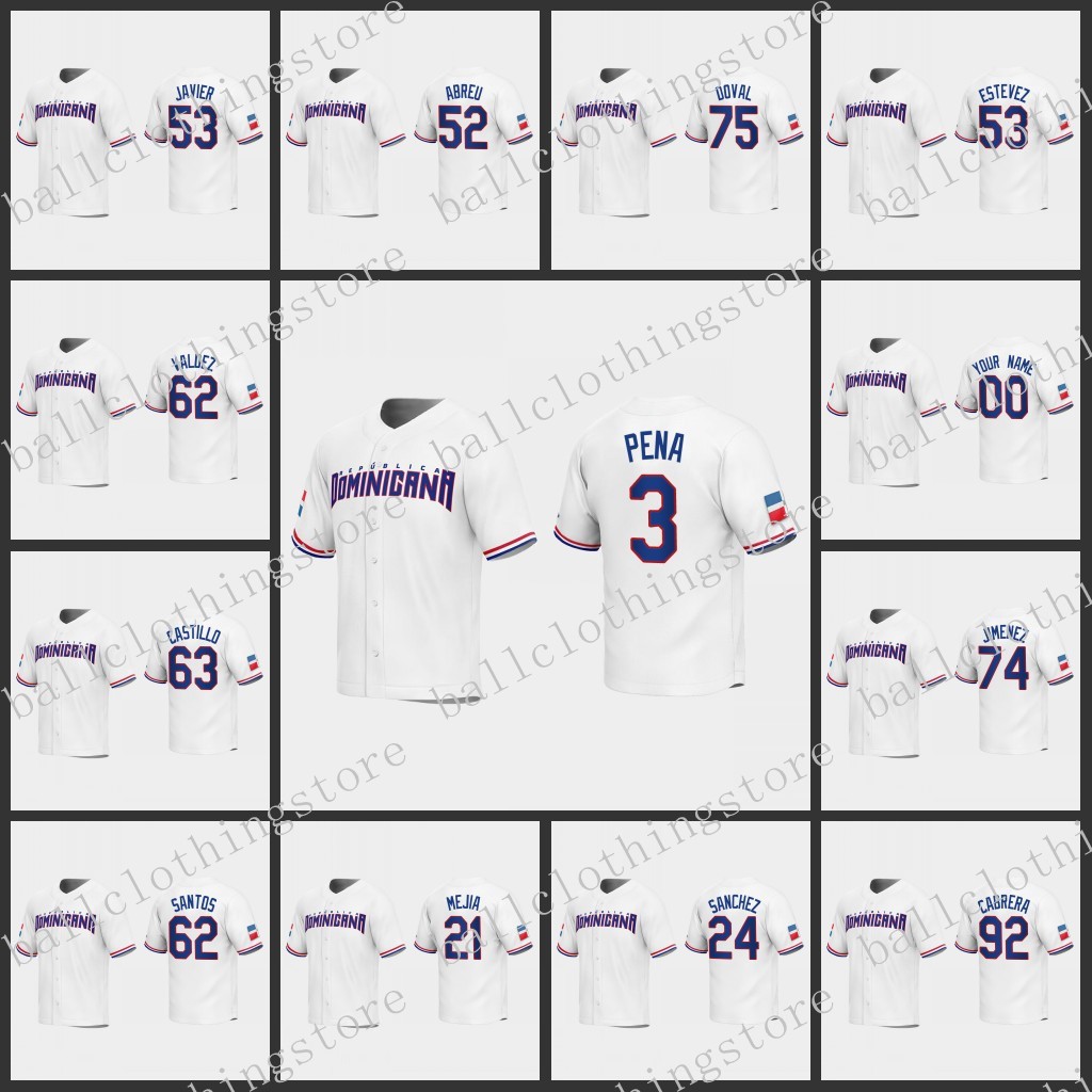 

2023 Dominican Republic World Classic Baseball Men Jerseys Franco Alcantar Julio Rodriguez Juan Soto Vladimir Guerrero Jr. Jeremy Pena Manny Machado Mens Jersey, Color11
