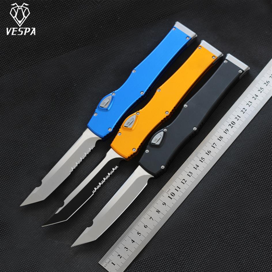 

VESPA Knife Tactical Combat Knifes Automatic EDC D2 black color 7075 Aviation aluminum handle outdoor tool camping pocket Utility 258F