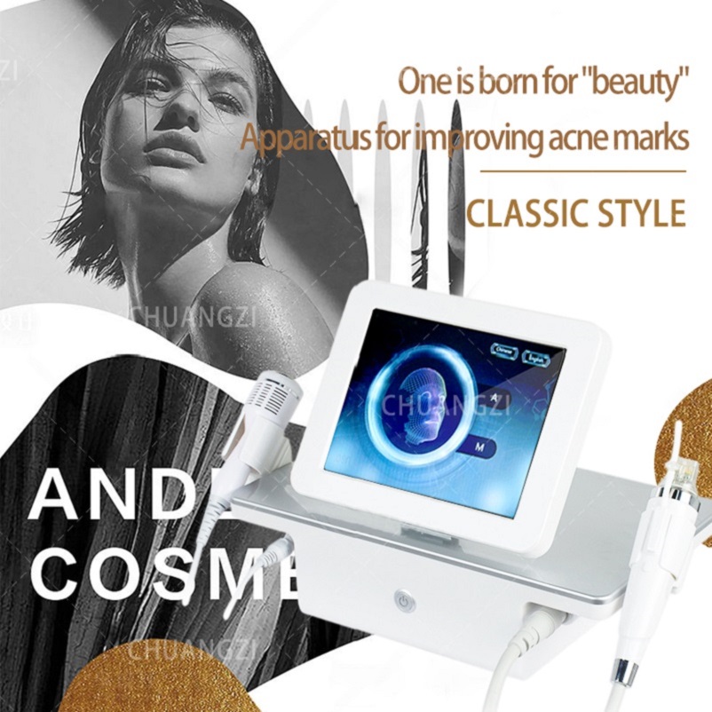 

Gold Mirconeedle Beauty Microneedle Roller 2in1 RF Equipment Skin Firming Acne Scars Stretch Mark Removal Skin Rejuvenation Four Needles Cold Hammer