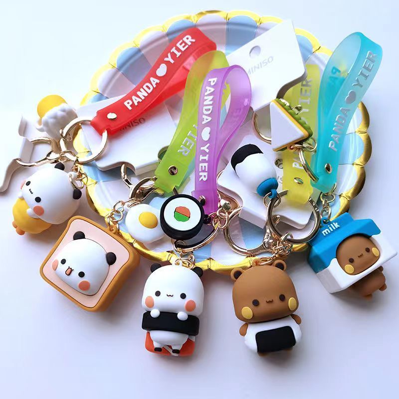 

Blind box Bubu Dudu Panda Bear Figures Keychain Cosplay Key Ring Diy Car Backpack Key Holder Toys Party Gifts 230309, Green