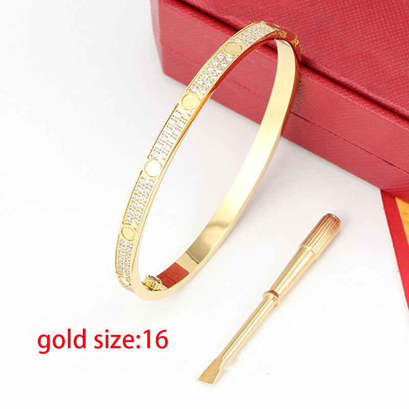 

Designer high-quality bangles titanium bracelet with double rows of diamonds for men and women gold bangle jewelry Anniversary gift lover