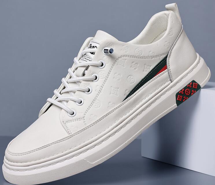 

European White printing man dress shoes Genuine Leather wedding shoes latest fashion Groom Business Evening Footwear Round Toe Leisure Driving Walking Loafers, White 8827