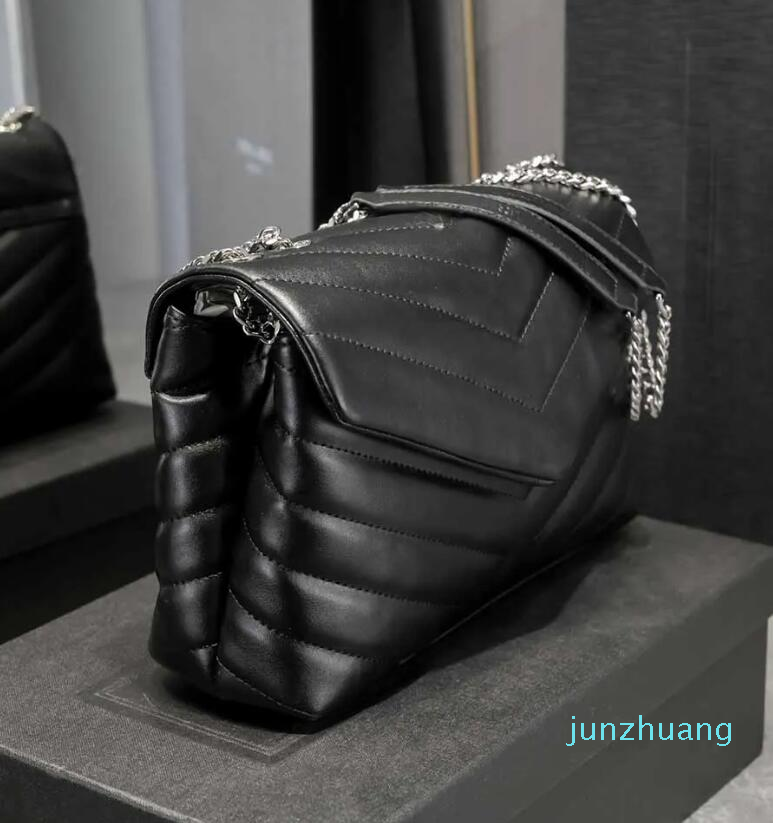 

Hot Black Luxury Handbag Shoulder Bag LOULOU Genuine leather Designer Crossbody Ladies Metal Chain Flip Messenger Chain Bags Women 74, Gold