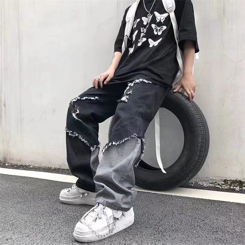 

Men' Jeans Mens Jeans Pants With Hole Casual Vintage Straight Leg Korean Fashion Streetwear Harajuku Trousers 230309, Beige