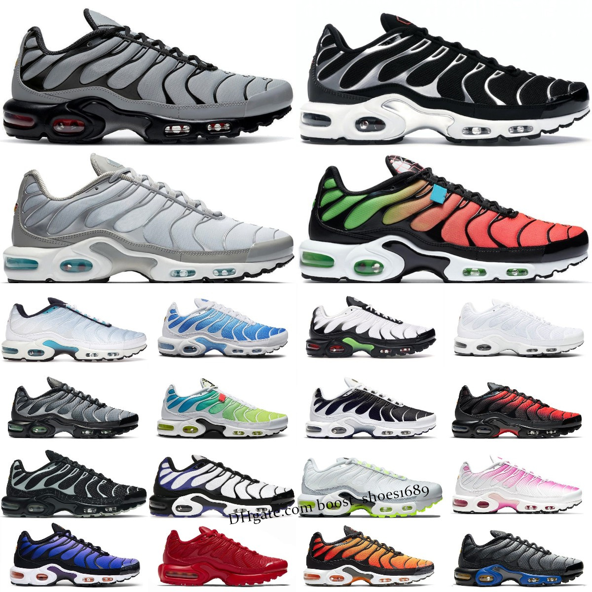 

vapormax tn plus mens trainers tns running shoes white Black Anthracite Blue Red Dusk Atlanta University Gold Bullet women Breathable sneakers sports tennis 36-46, Box