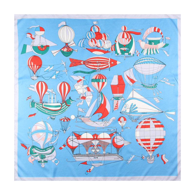 

Manual Hand Rolled Twill Silk Scarf Women Hot Air Balloon Printing Square Scarves Echarpes Foulards Femme Wrap Bandana Hijab 90CM*90CM