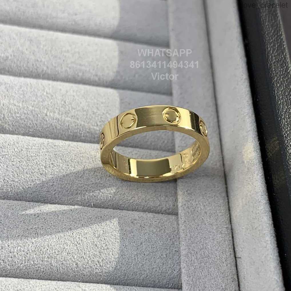 

Band Rings 18K 3.6mm love ring V gold material will never fade narrow ring without diamonds luxury brand official reproductions With counter