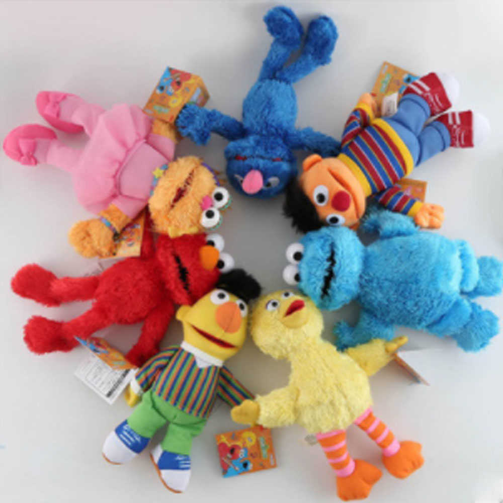 

Stuffed Plush Animals 23cm Sesame Street Elmo Cookie Duck Ernie Bert Cartoon Animal Plush Soft Stuffed Toys Dolls Christmas Birthday Gift for KidsJ230308