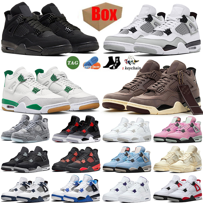 

Shoes Box 4s With Basketball Women Men Air Jordas Jordens 4 Seafoam Military Black Cat Offs White Oreo Fire Red Thunder Sail University Blue Infrared Sports Sneakers, No.26 40-47