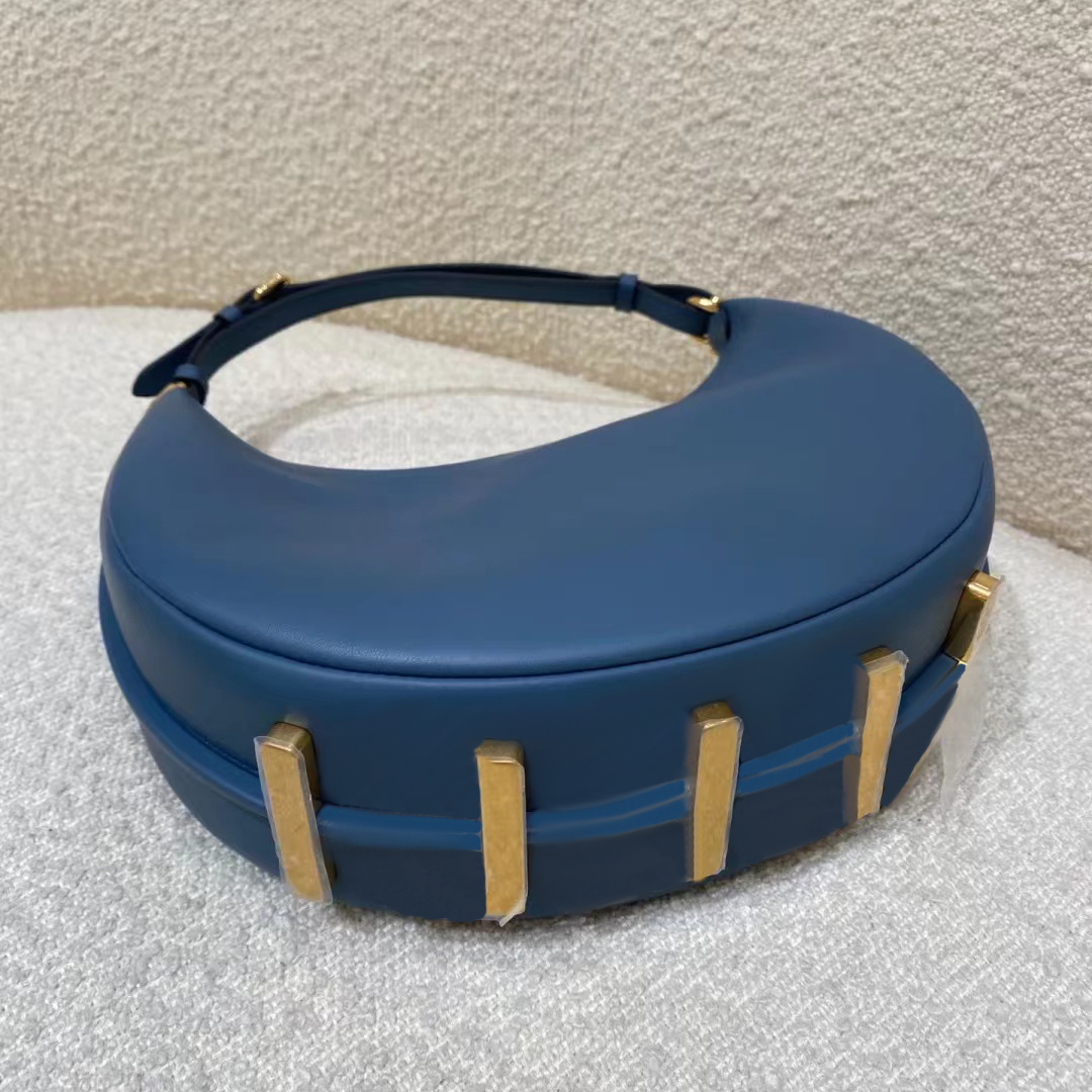 

mirror quality Luxurys half moon Shoulder Bag men fashion Clutch Totes Designers women's travel Genuine Leather Hobo Handbag Cross graphy fend bag half moon spink Bag, Blue