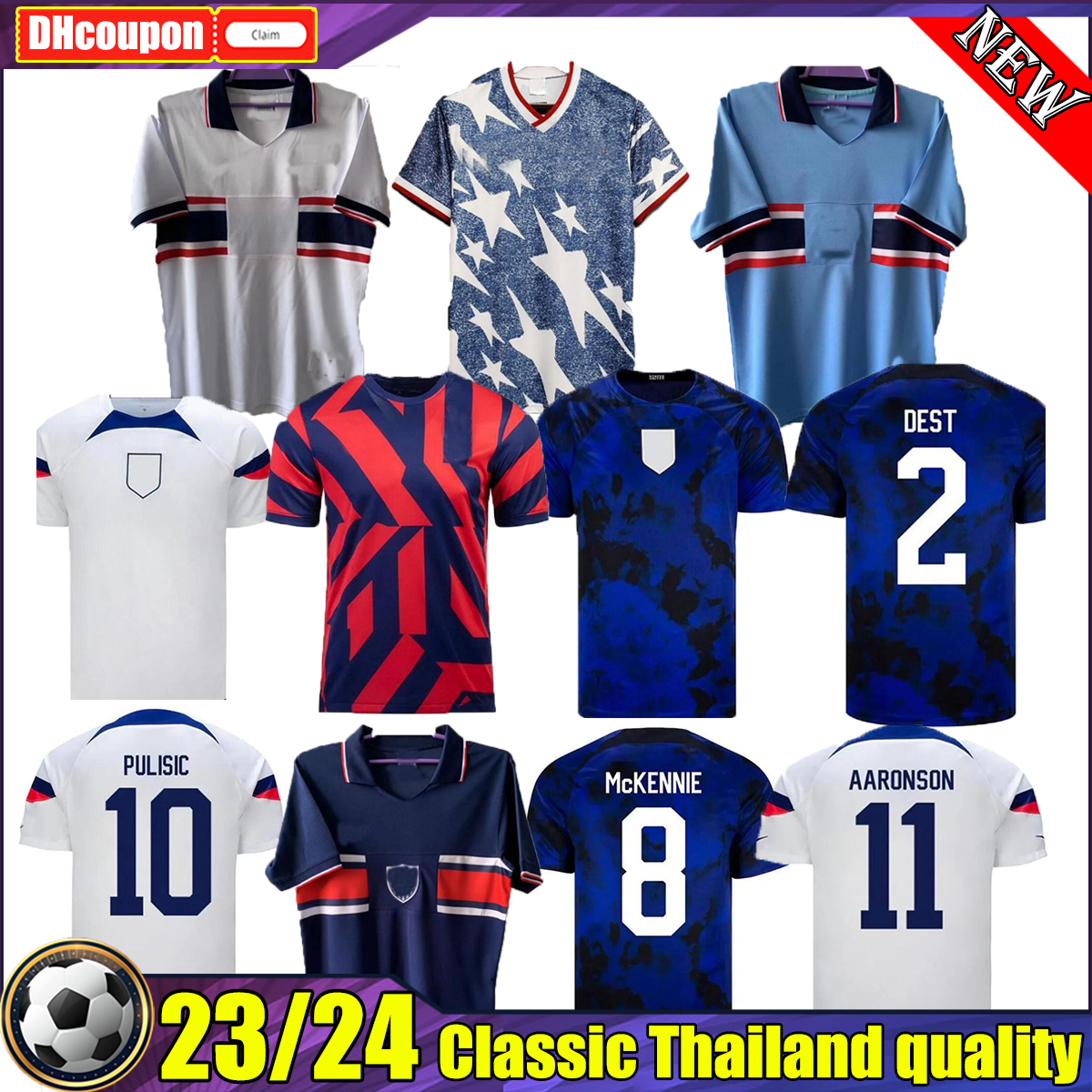 

MCKENNIE ADAMS 22 23 Reyna Soccer Jerseys top thai quality UsAs PULISIC 2022 Acosta LLOYD Football Shirt Camisetas 1994 1995 RETRO Fans Player DEST MUSAH men kids, 04
