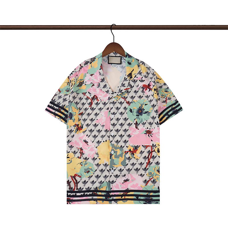 

Luxury Designer Mens Shirts Fashion Geometric print shirt Hawaii Floral Casual Shirts Men Slim Fit Short Sleeve Variety, As the picture shows