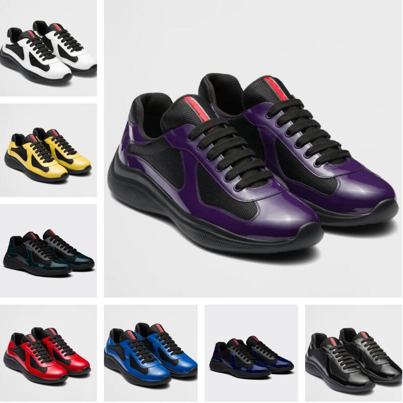 

Top Brand Men Americas Cup Sneakers Shoes Calf Leather Runner Sports Technical Fabric Light Sole Men's Casual Walking EU38-46 With Box