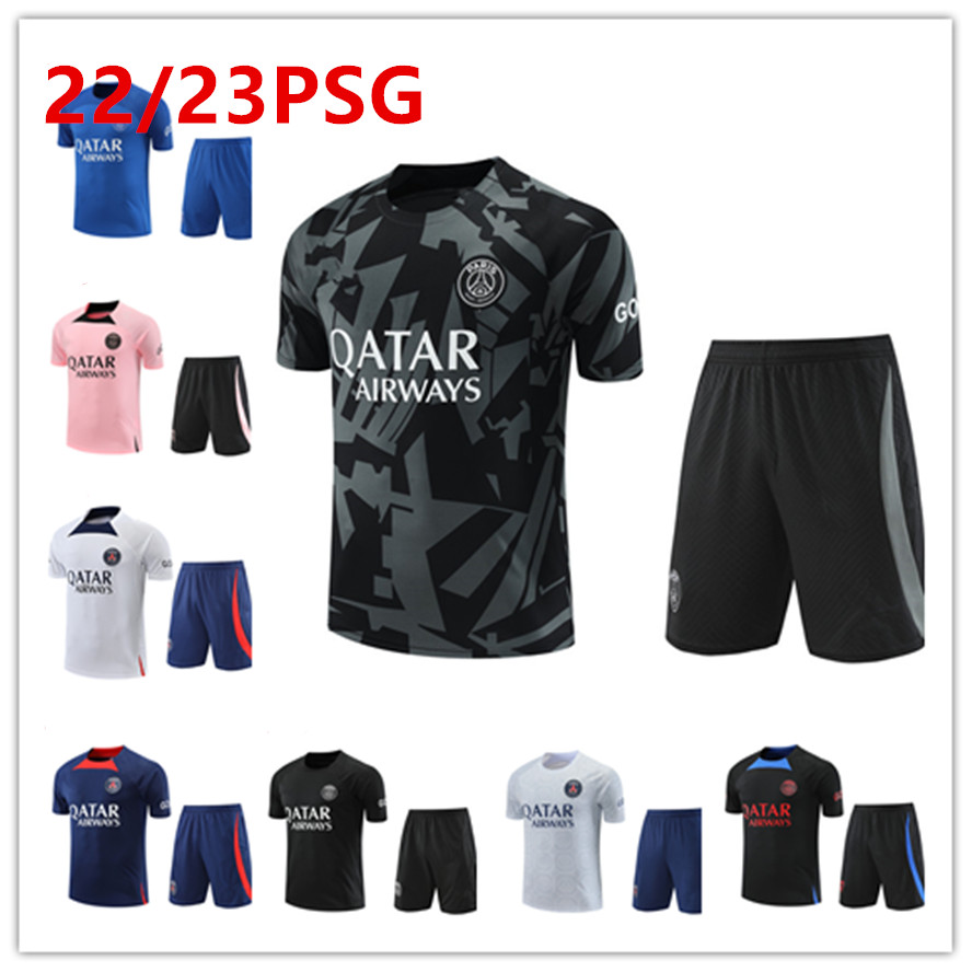 

2023 New PSGs soccer Jersey Tracksuits Sportswear men training suit Short sleeved suit Football tracksuit kit 22/23 Paris uniform chandal sweatshirt Sweater set, Cotta