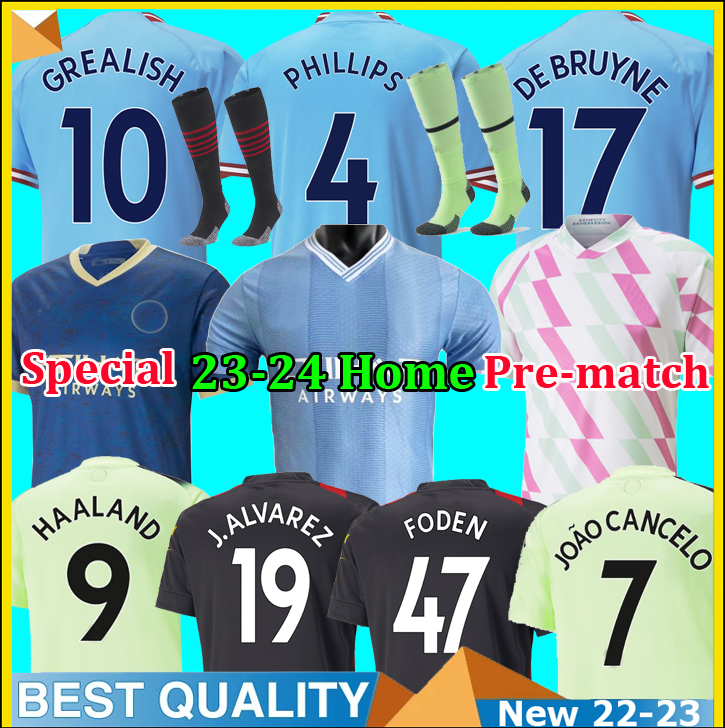 

22 23 24 AKANJI PHILLIPS HAALAND SOCCER JERSEYS GREALISH STERLING ManchesterES MANS CITIES MAHREZ G.JESUS DE BRUYNE FODEN 2022 2023 football shirts kids kits sets, 23-24 pre-match