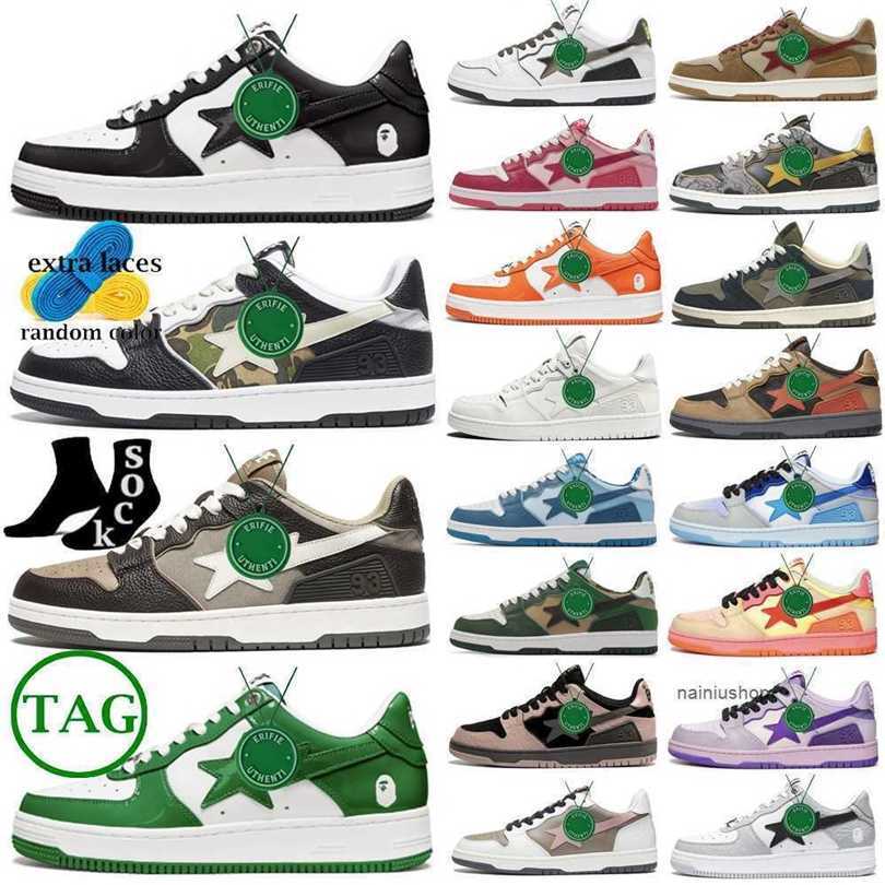 

with box Bapestas Baped Mens Womens Sk8 Shoes A Bathing BapeStar Sta Camo Black White Green Red Orange Pink Camouflage Designer Trainers, Color # 8