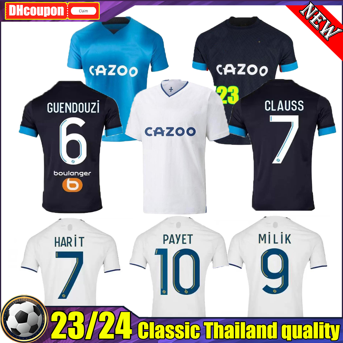 

GUENDOUZI 22 23 Marseilles soccer jerseys top thai quality 2022 2023 ALEXIS OM GERSON MILIK UNDER CLAUSS PAYET VERETOUT Camisetas De Futbol men kids Player version, 08