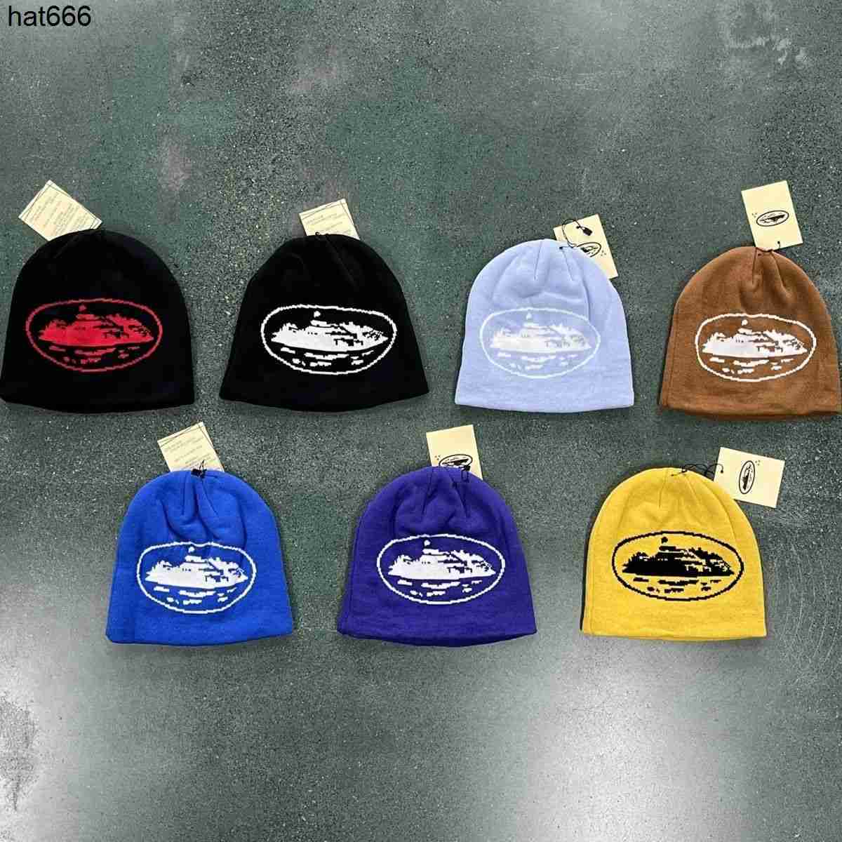 

British minority Corteiz hat wool Demon Island headwear street hip-hop style autumn and winter style, Ice blue