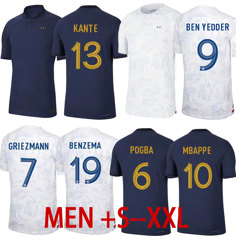 

Maillots de football 2022 World Cup Soccer Jerseys BENZEMA Football shirts MBAPPE GRIEZMANN HERNANDEZ DEMBELE maillot foot kit top shirt MEN kids sets, No name and number