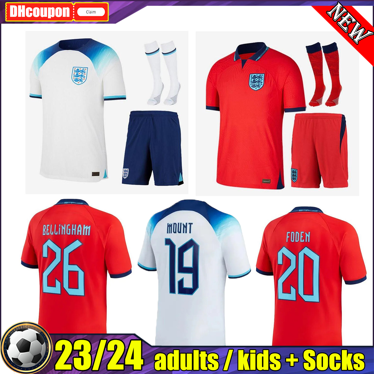 

2022 2023 KANE STERLING soccer jerseys RASHFORD SANCHO GREALISH MOUNT FODEN SAKA 22 23 national EnGLaNDS football shirt adult men kids kit sets uniform socks, 02